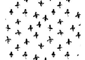 Black fleur-de-lis symbols scattered in a seemingly anxious pattern on a white background.