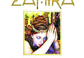 Album cover for "Rise Up" by Zahira featuring a stylized image of a woman with a crown, pressing her hands together beside her face, against a patterned background.
