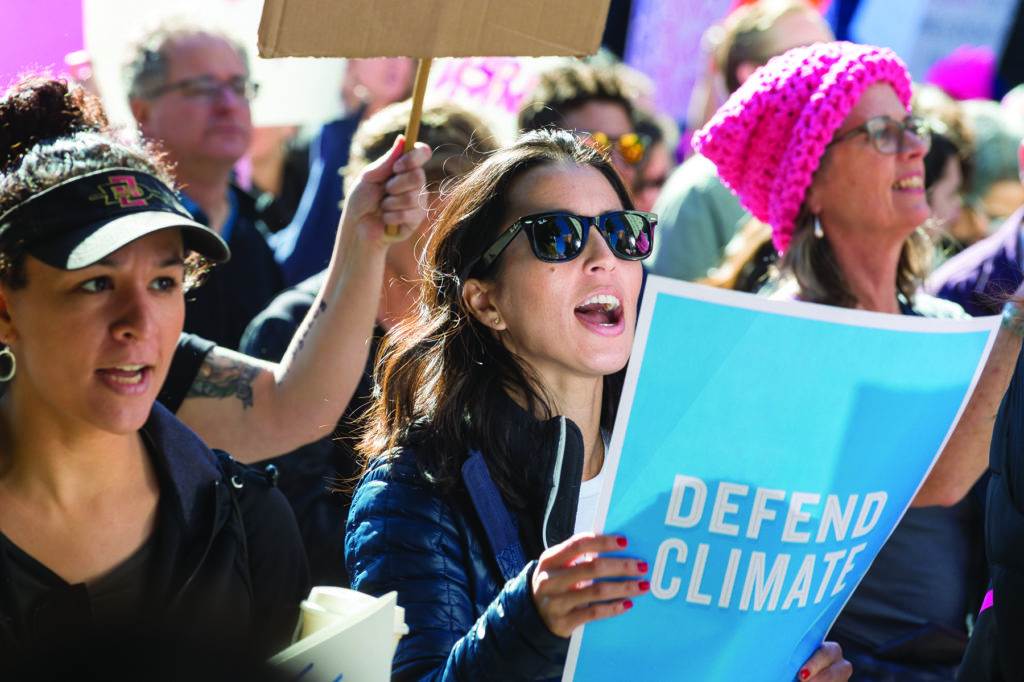 women with poster