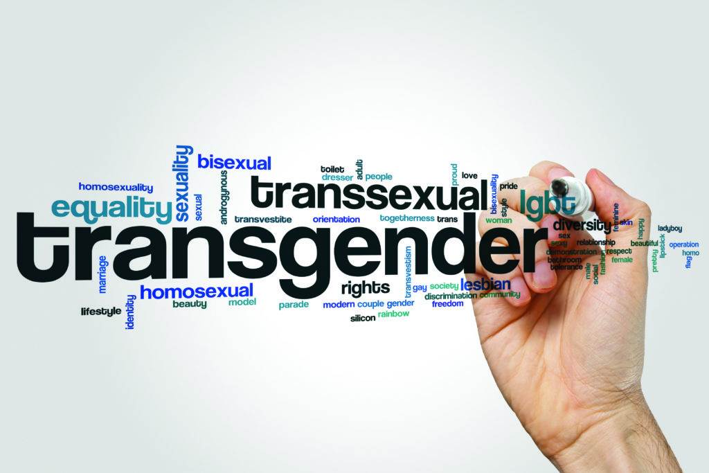 Transgender word cloud concept on grey background