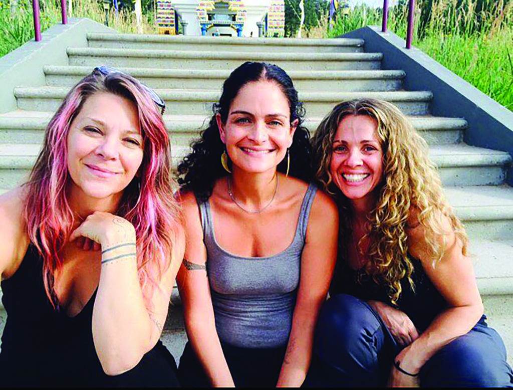 The women of Off The Mat Into the World: Suzanne Sterling, Hala Khouri, and Seane Corn